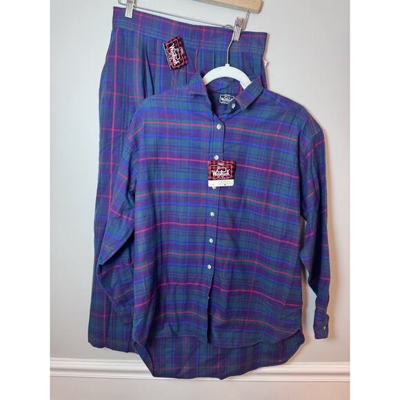 Woolrich Vintage Flannel Button Down Shirt Matching Skirt Sz M/L USA Made NWT - Picture 1 of 13